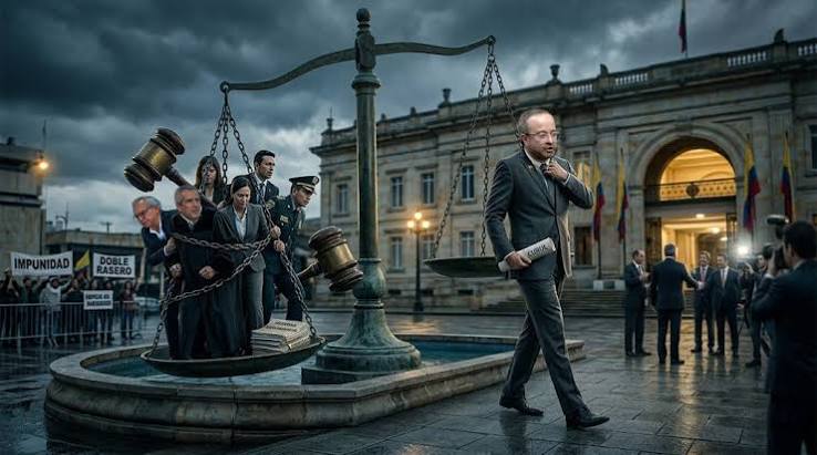 Alegoría de la Balanza de la Justicia en la Plaza de Bolívar frente al Congreso de la República